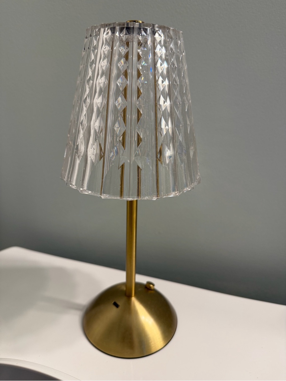Brass Table Lamp with Clear Textured Shade